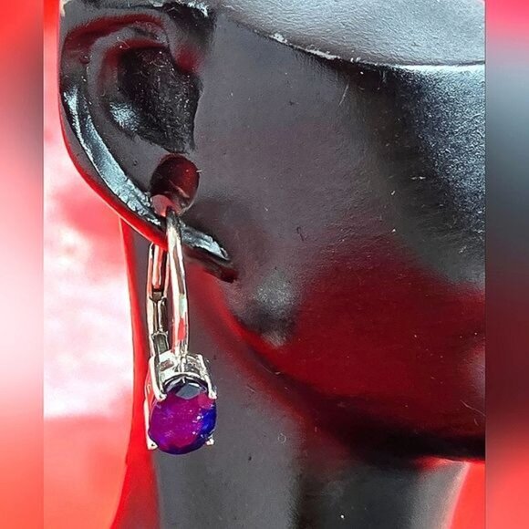 Natural Blue Sapphire set "Celeste". 925 Sterling  Earrings, Pendant, Ring 5.75 - Picture 9 of 15